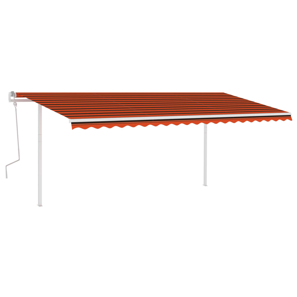 Käsin kelattava markiisi LED-valoilla 5x3,5 m oranssiruskea - Sisustajankoti.fi