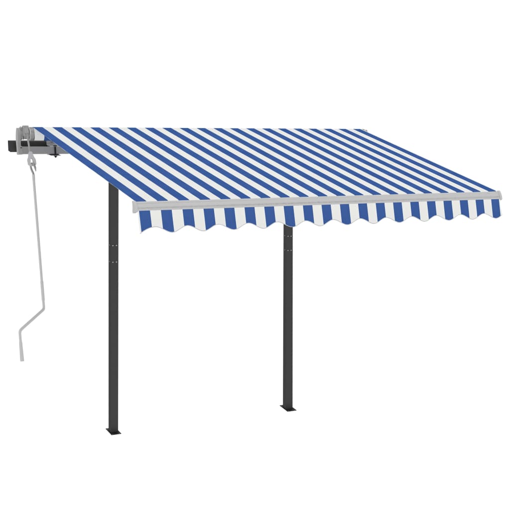 Sisäänkelattava markiisi LED/tuulisens. 3,5x2,5 m sinivalkoinen - Sisustajankoti.fi