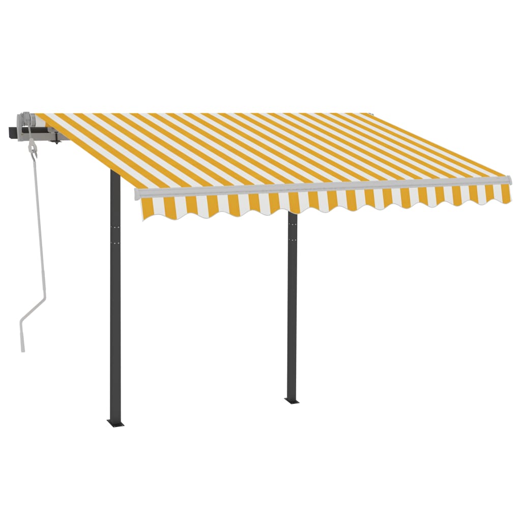 Sisäänkelattava markiisi LED/tuulisensori 3,5x2,5 m keltavalk. - Sisustajankoti.fi