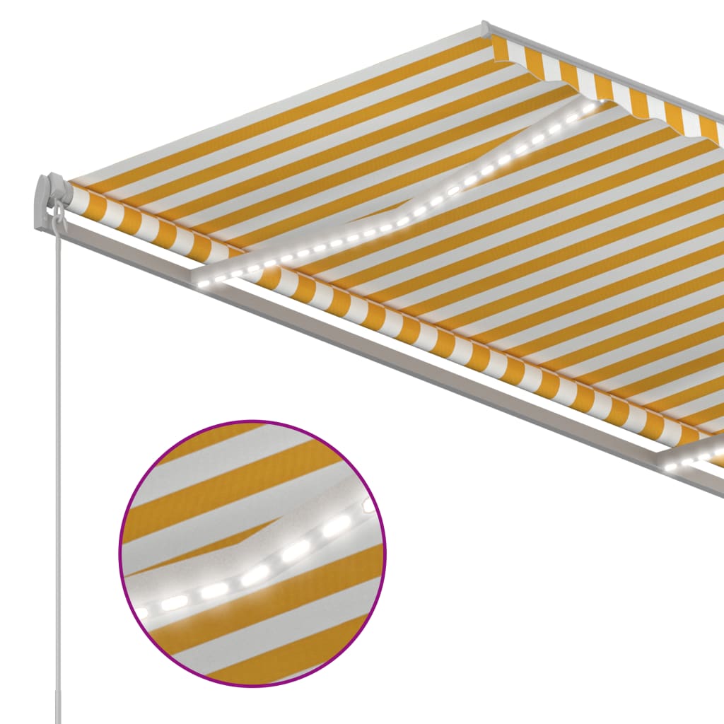 Sisäänkelattava markiisi LED/tuulisensori 3,5x2,5 m keltavalk. - Sisustajankoti.fi
