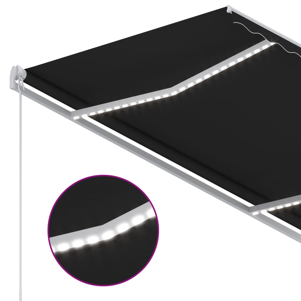 Sisäänkelattava markiisi LED/tuulisensori 3,5x2,5 m antrasiitti - Sisustajankoti.fi