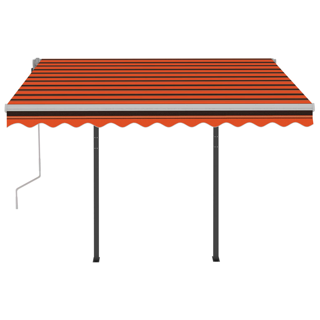 Sisäänkelattava markiisi LED/tuulisens. 3,5x2,5 m oranssiruskea - Sisustajankoti.fi
