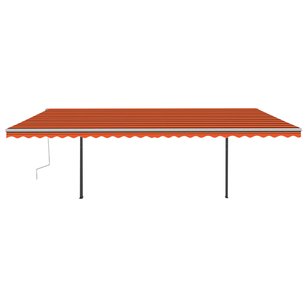 Manuaalisesti kelattava markiisi tolpilla 6x3,5m oranssi/ruskea - Sisustajankoti.fi