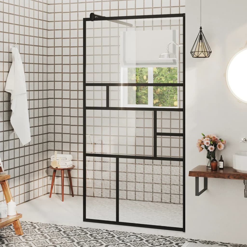 Walk-in suihkun seinäke kirkas ESG-lasi 80x195 cm musta - Sisustajankoti.fi