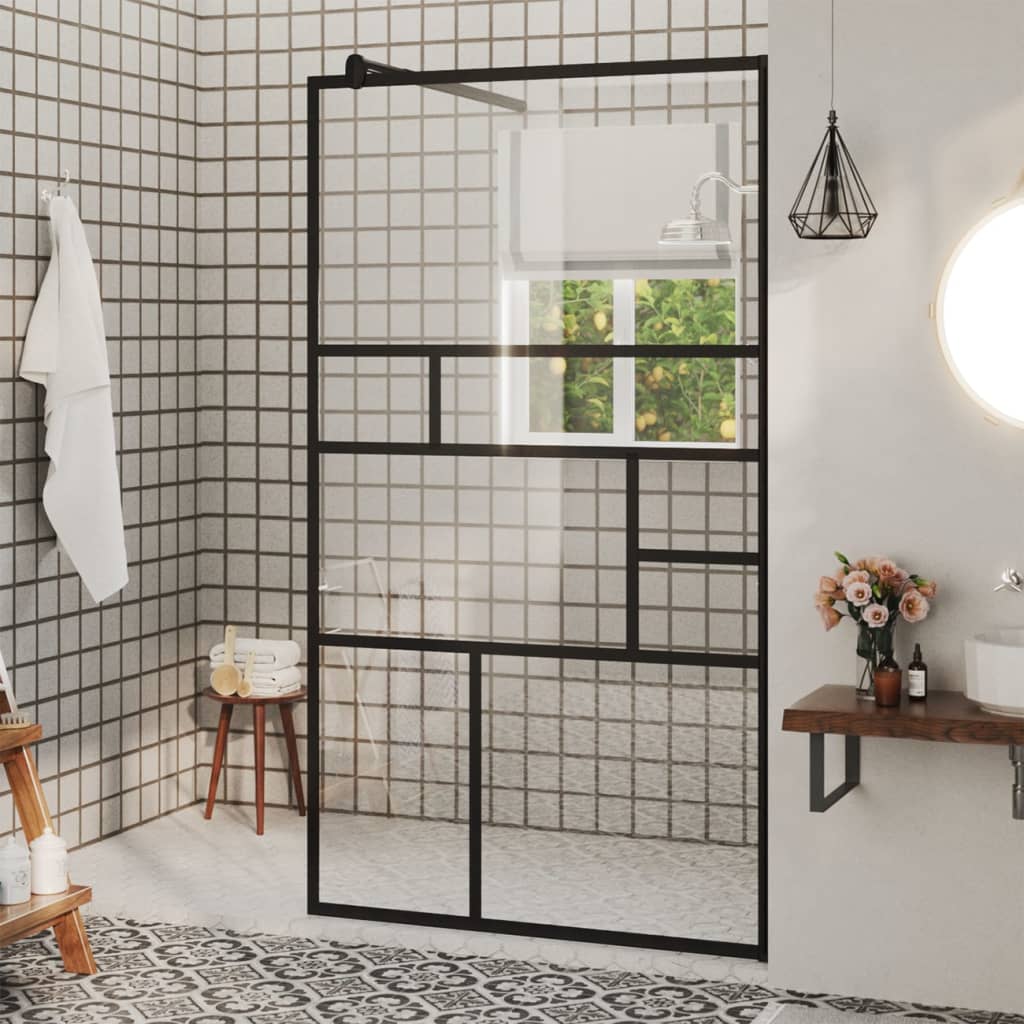Walk-in suihkun seinäke kirkas ESG-lasi 90x195 cm musta - Sisustajankoti.fi