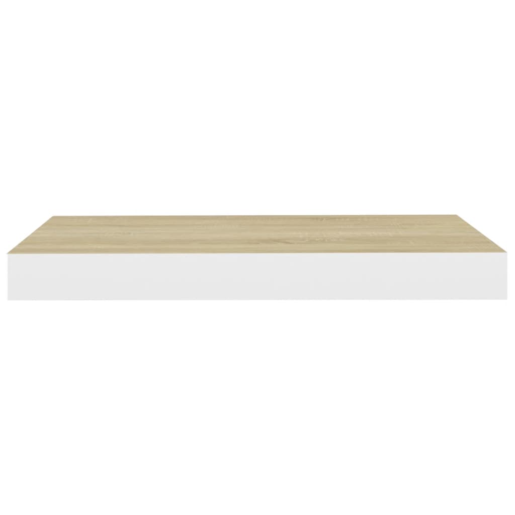 Kelluva seinähylly tammi ja valkoinen 50x23x3,8 cm MDF - Sisustajankoti.fi