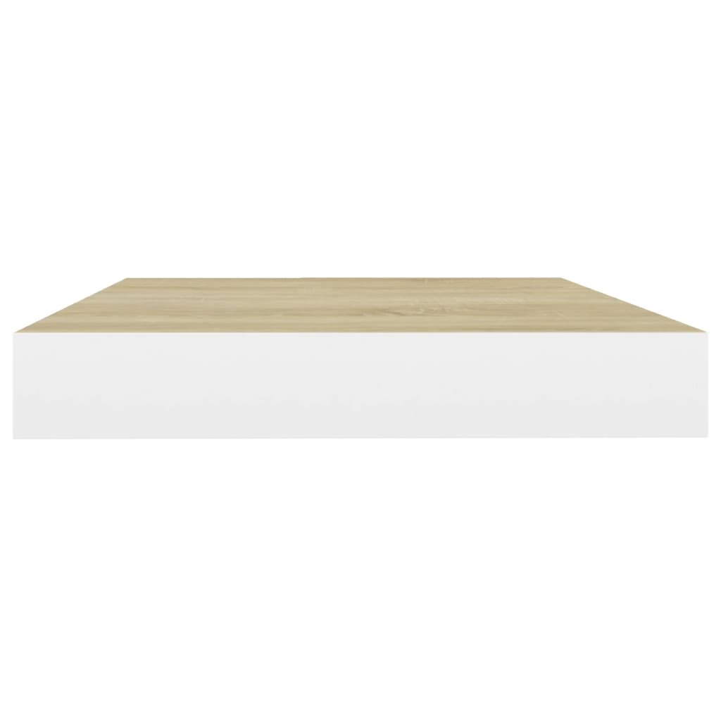 Kelluva seinähylly tammi ja valkoinen 50x23x3,8 cm MDF - Sisustajankoti.fi