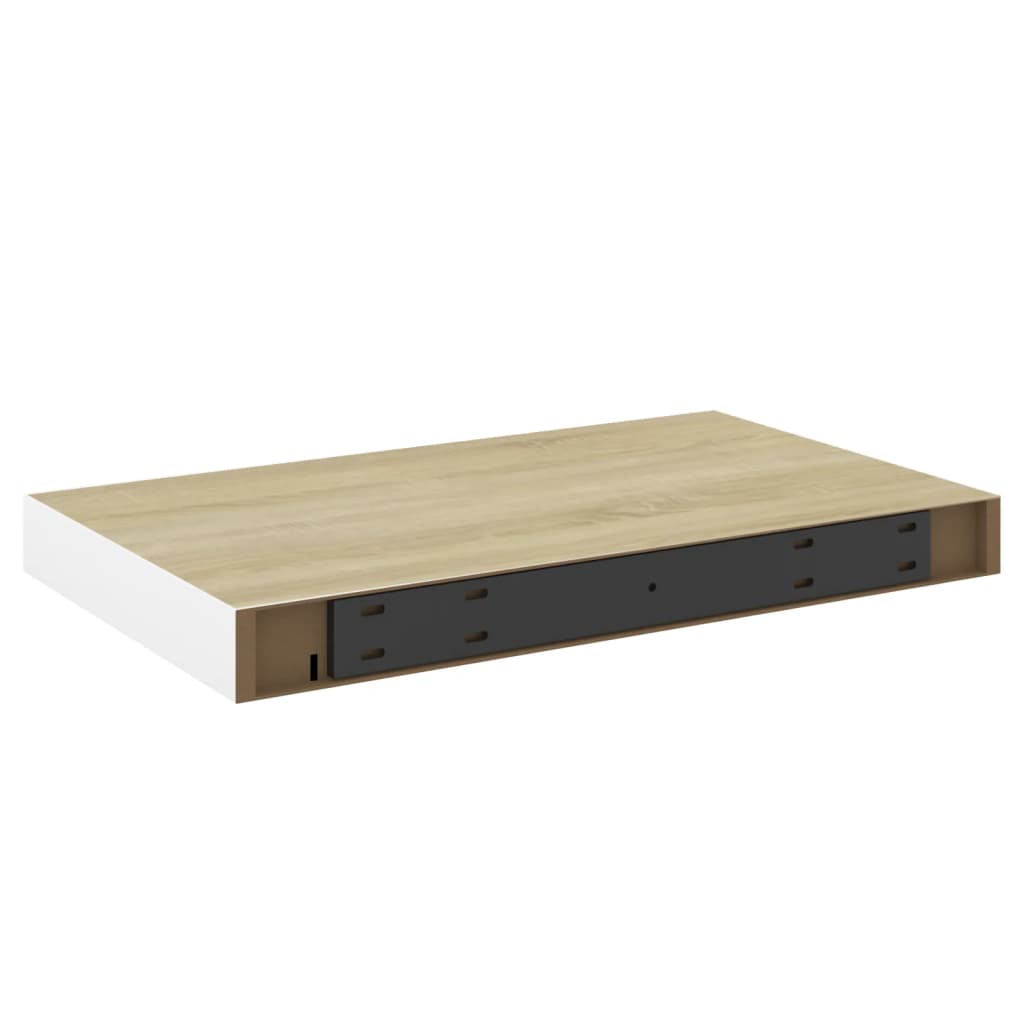 Kelluva seinähylly tammi ja valkoinen 50x23x3,8 cm MDF - Sisustajankoti.fi