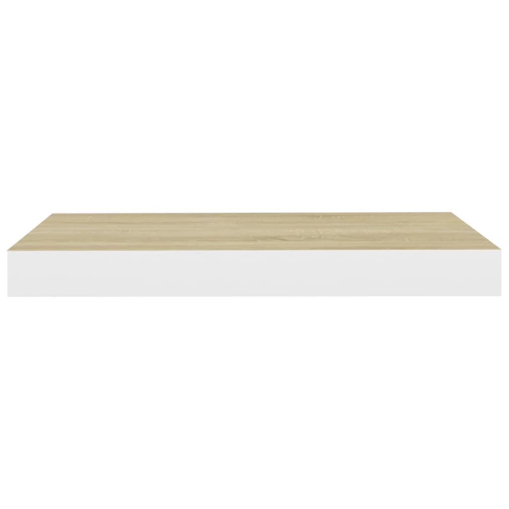 Kelluvat seinähyllyt 2 kpl tammi ja valkoinen 50x23x3,8 cm MDF - Sisustajankoti.fi