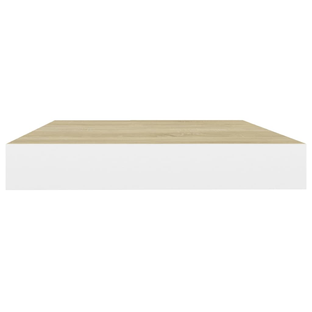 Kelluvat seinähyllyt 2 kpl tammi ja valkoinen 50x23x3,8 cm MDF - Sisustajankoti.fi