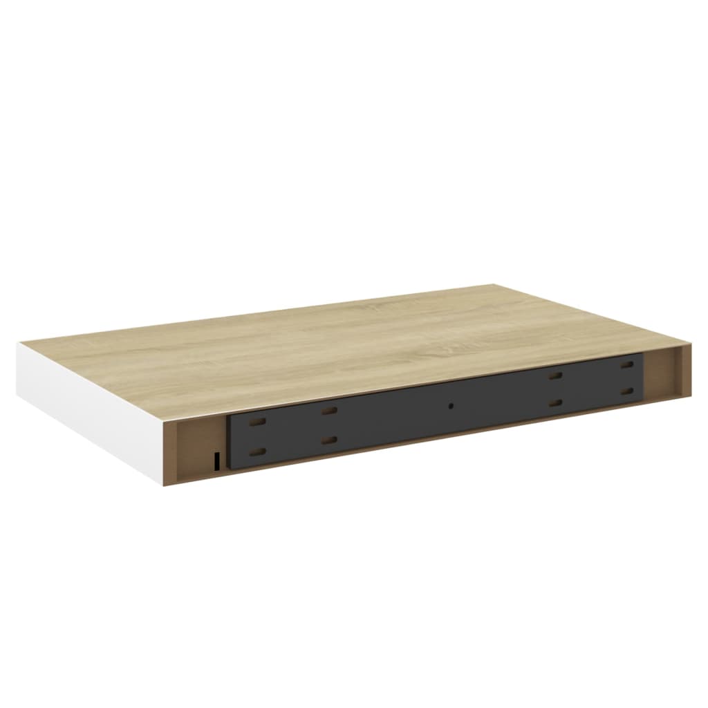 Kelluvat seinähyllyt 2 kpl tammi ja valkoinen 50x23x3,8 cm MDF - Sisustajankoti.fi