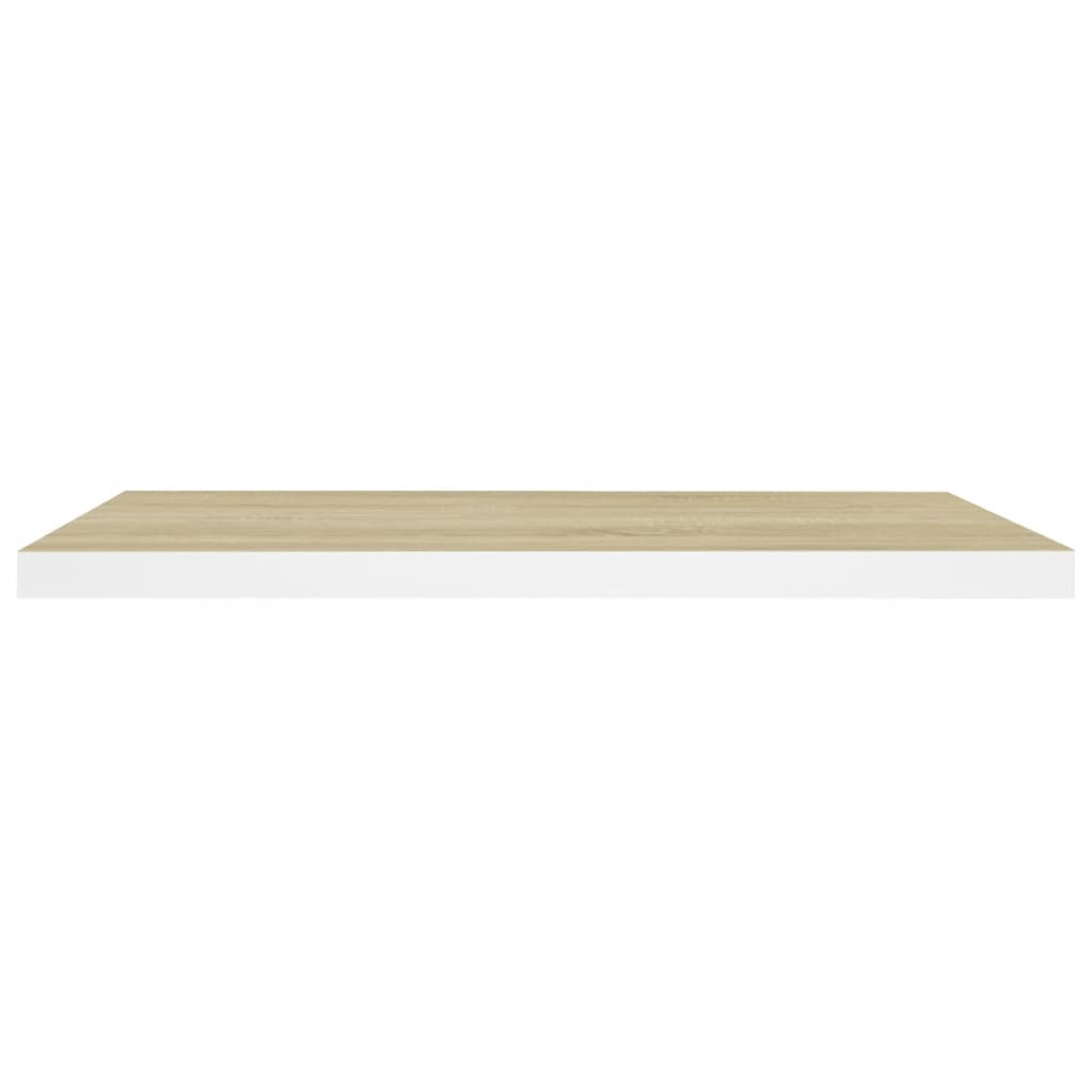 Kelluvat seinähyllyt 2 kpl tammi ja valkoinen 80x23,5x3,8cm MDF - Sisustajankoti.fi