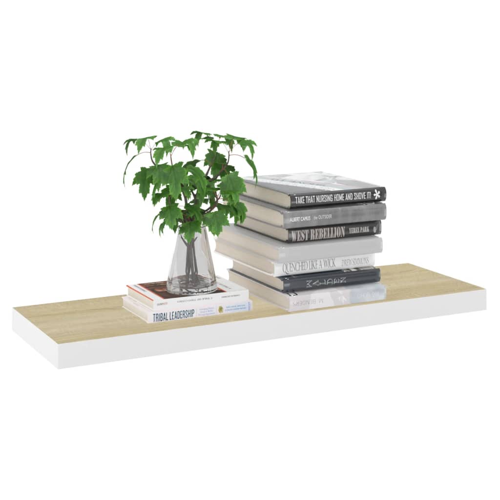 Kelluvat seinähyllyt 4 kpl tammi ja valkoinen 80x23,5x3,8cm MDF - Sisustajankoti.fi