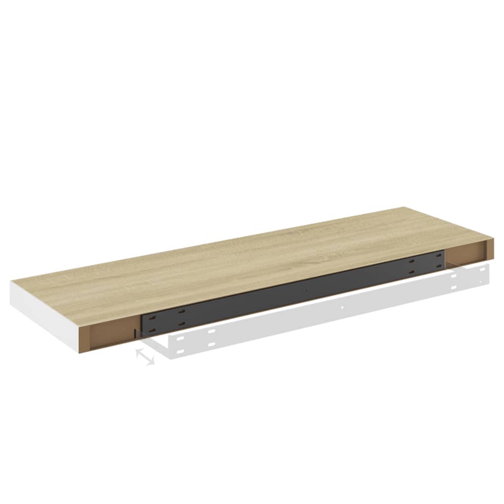 Kelluvat seinähyllyt 4 kpl tammi ja valkoinen 80x23,5x3,8cm MDF - Sisustajankoti.fi