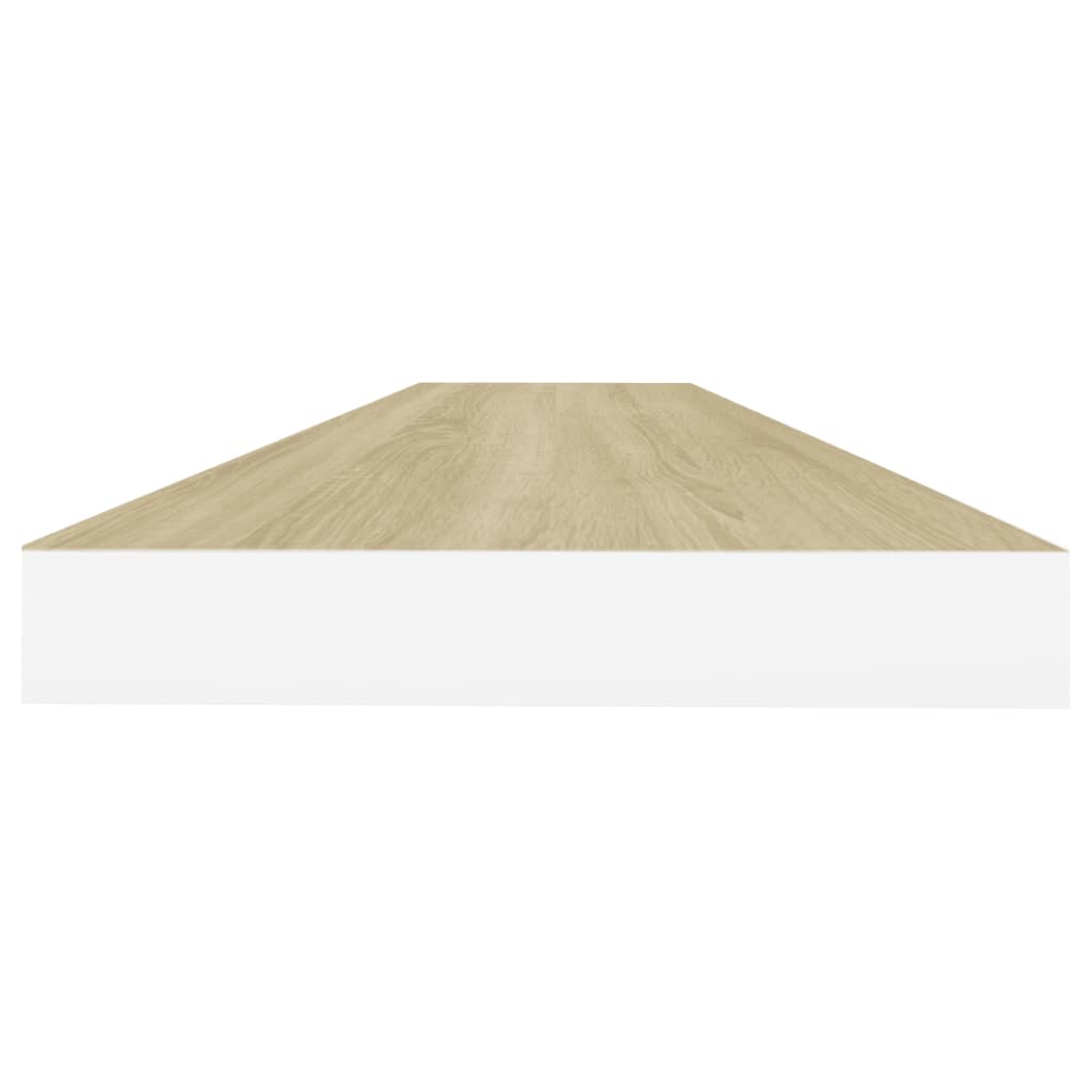 Kelluvat seinähyllyt 2kpl tammi ja valkoinen 120x23,5x3,8cm MDF - Sisustajankoti.fi
