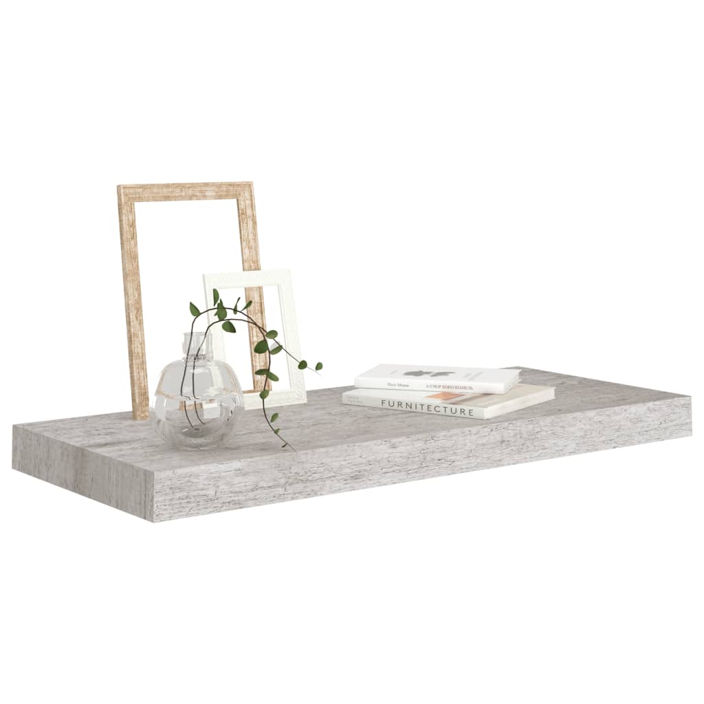 Kelluvat seinähyllyt 2 kpl betoninharmaa 60x23,5x3,8 cm MDF - Sisustajankoti.fi