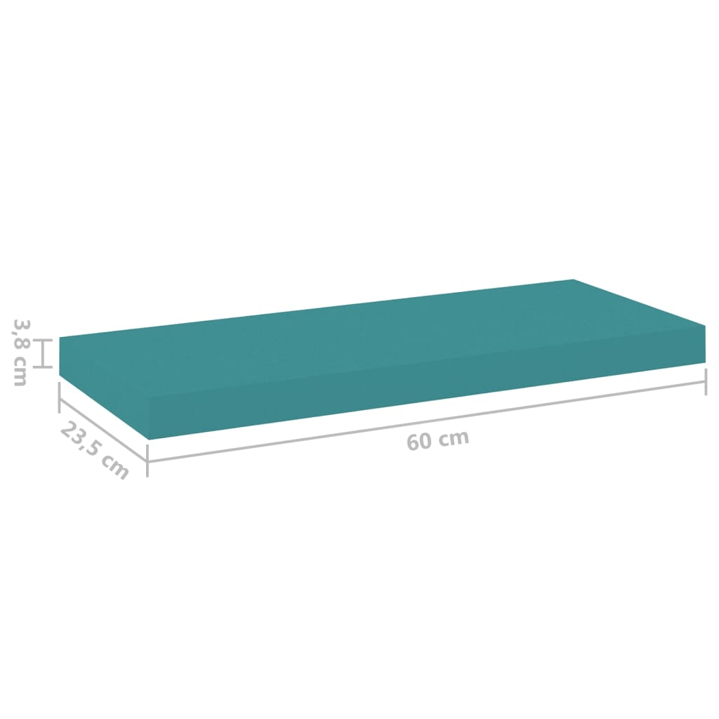 Kelluvat seinähyllyt 2 kpl sininen 60x23,5x3,8 cm MDF - Sisustajankoti.fi