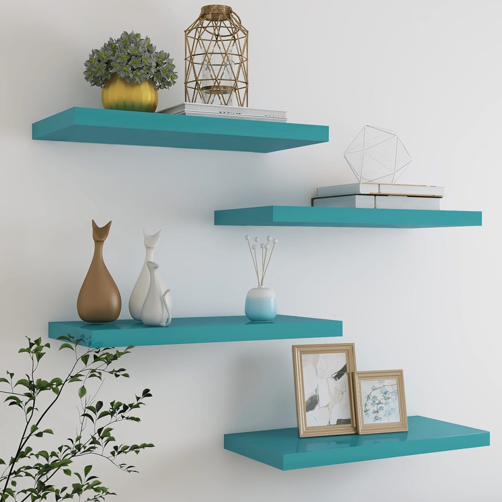 Kelluvat seinähyllyt 4 kpl sininen 60x23,5x3,8 cm MDF - Sisustajankoti.fi