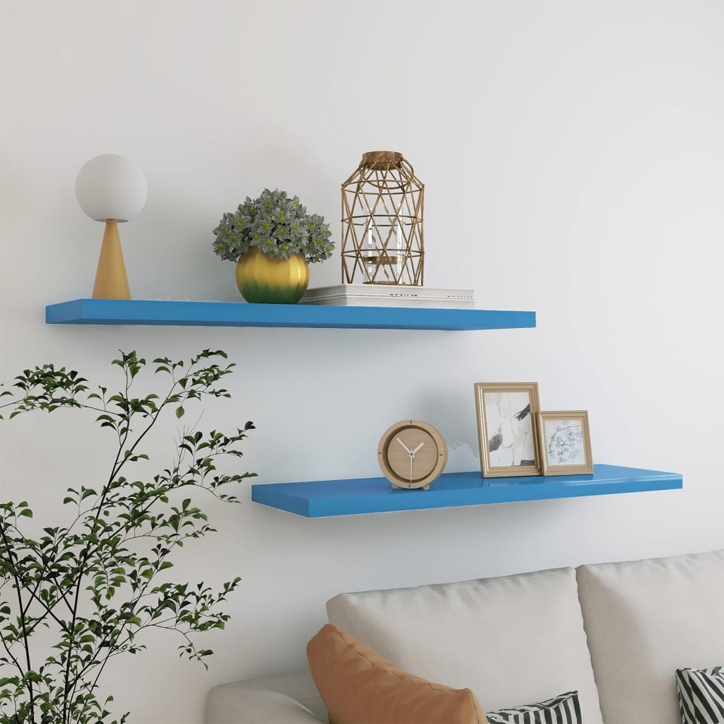 Kelluvat seinähyllyt 2 kpl sininen 90x23,5x3,8 cm MDF - Sisustajankoti.fi