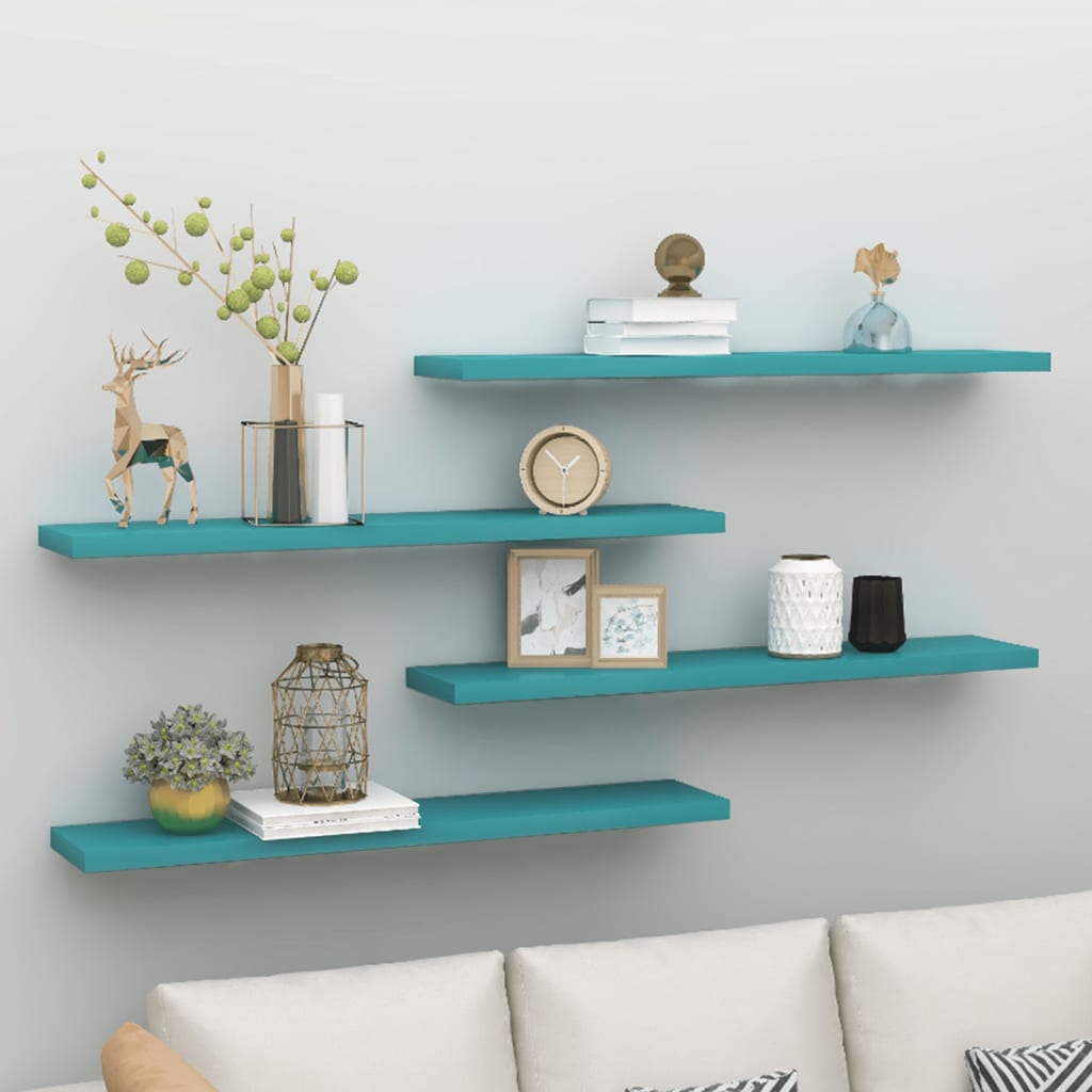Kelluvat seinähyllyt 4 kpl sininen 120x23,5x3,8 cm MDF - Sisustajankoti.fi