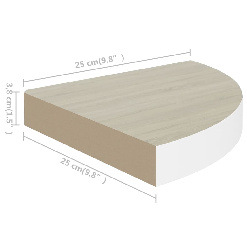 Seinäkulmahylly tammi ja valkoinen 25x25x3,8 cm MDF - Sisustajankoti.fi