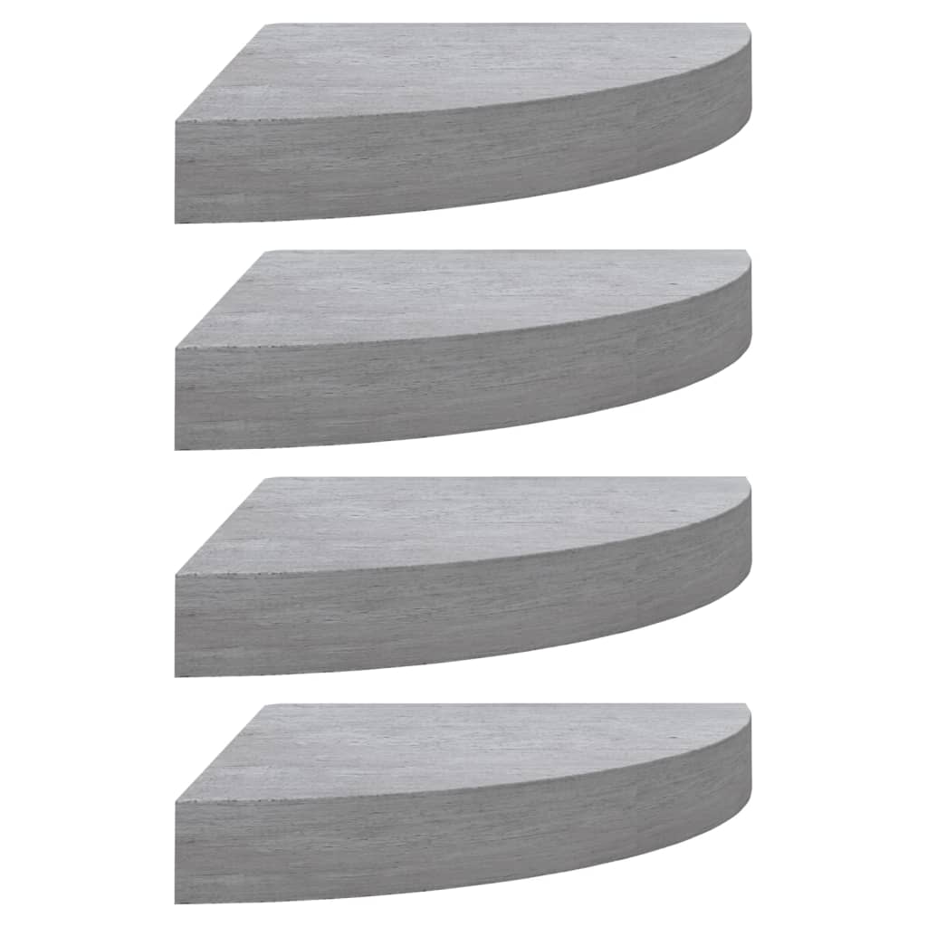 Seinäkulmahyllyt 4 kpl betoninharmaa 25x25x3,8 cm MDF - Sisustajankoti.fi