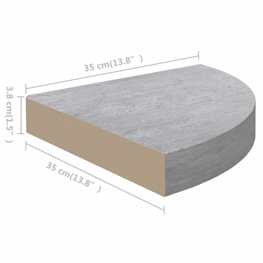 Seinäkulmahylly betoninharmaa 35x35x3,8 cm MDF - Sisustajankoti.fi