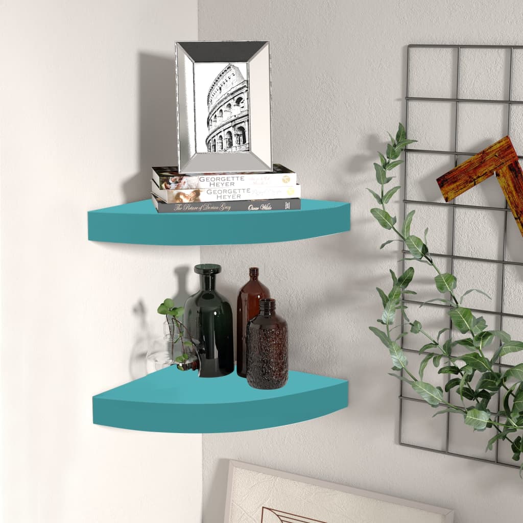 Seinäkulmahyllyt 2 kpl sininen 35x35x3,8 cm MDF - Sisustajankoti.fi