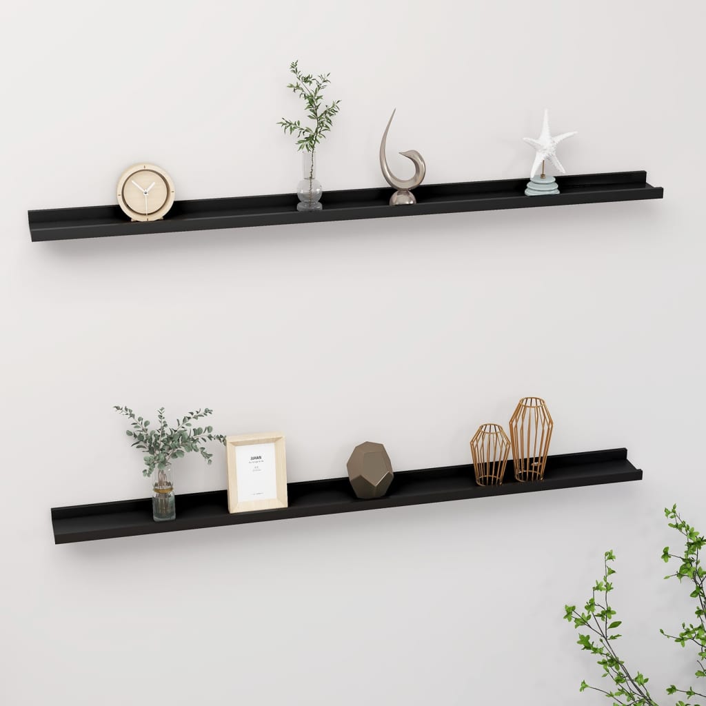 Seinähyllyt 2 kpl musta 115x9x3 cm - Sisustajankoti.fi