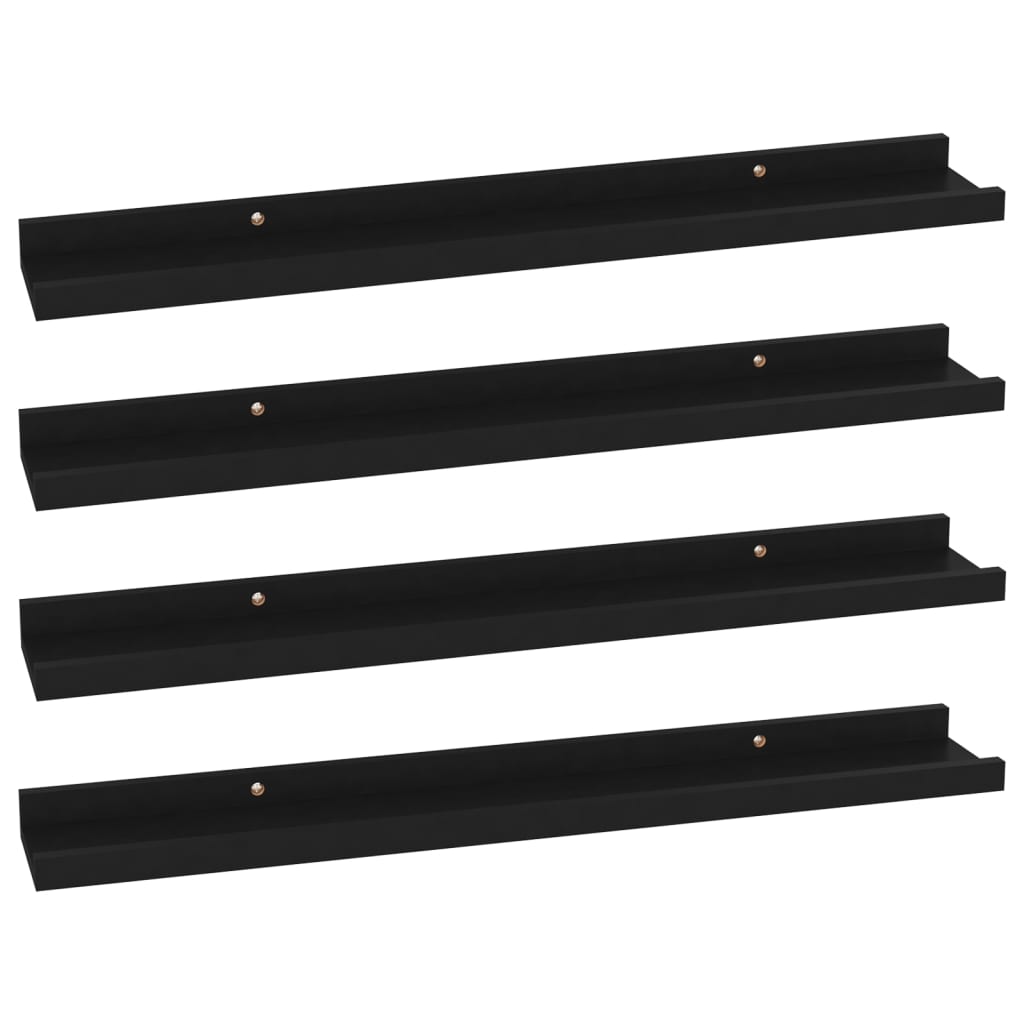 Seinähyllyt 4 kpl musta 60x9x3 cm - Sisustajankoti.fi