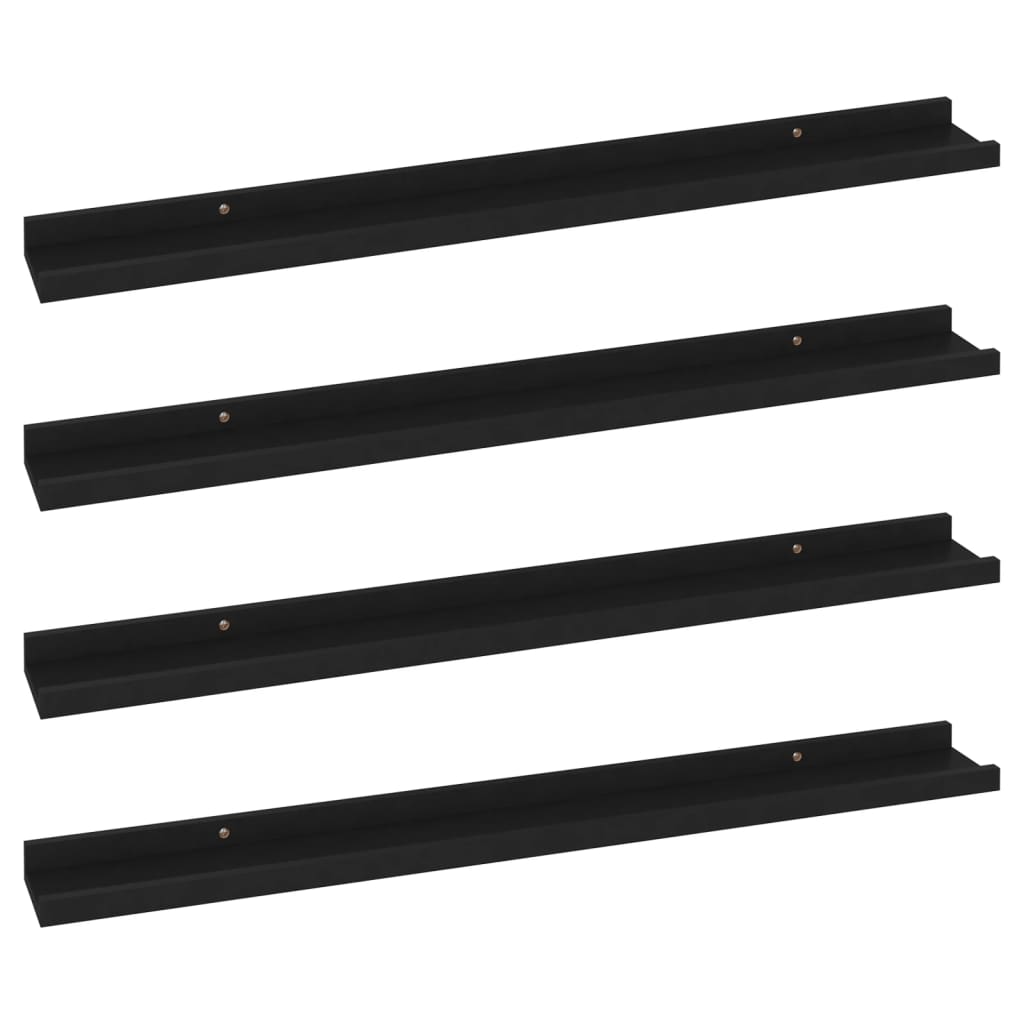 Seinähyllyt 4 kpl musta 80x9x3 cm - Sisustajankoti.fi