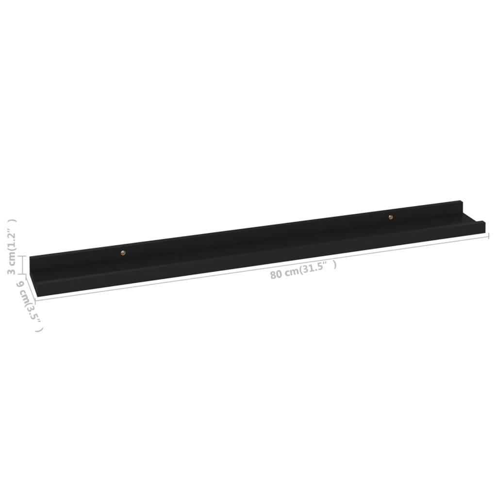 Seinähyllyt 4 kpl musta 80x9x3 cm - Sisustajankoti.fi