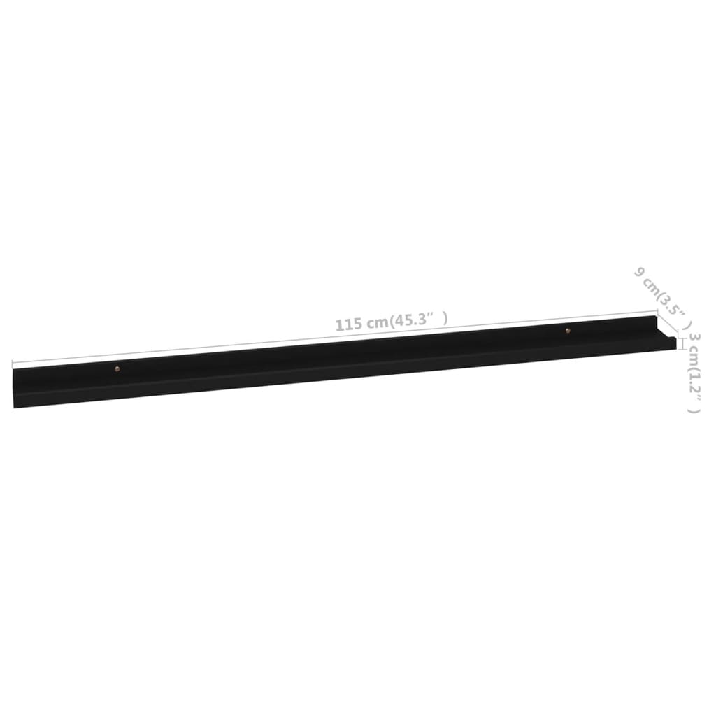 Seinähyllyt 4 kpl musta 115x9x3 cm - Sisustajankoti.fi