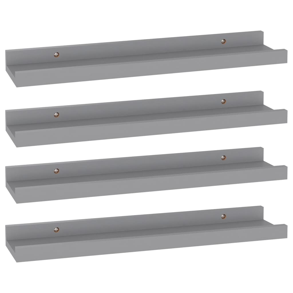 Seinähyllyt 4 kpl harmaa 40x9x3 cm - Sisustajankoti.fi