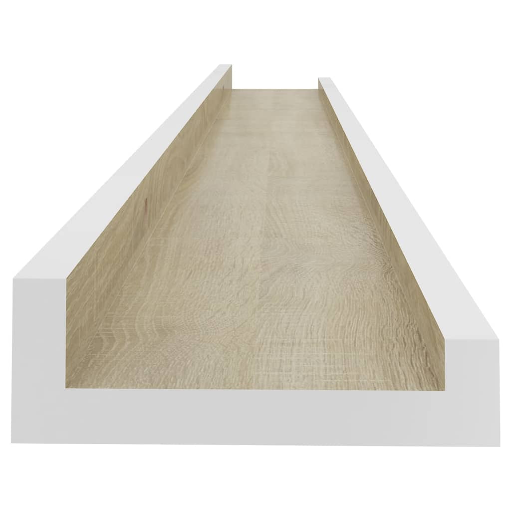 Seinähyllyt 4 kpl valkoinen ja Sonoma-tammi 80x9x3 cm - Sisustajankoti.fi