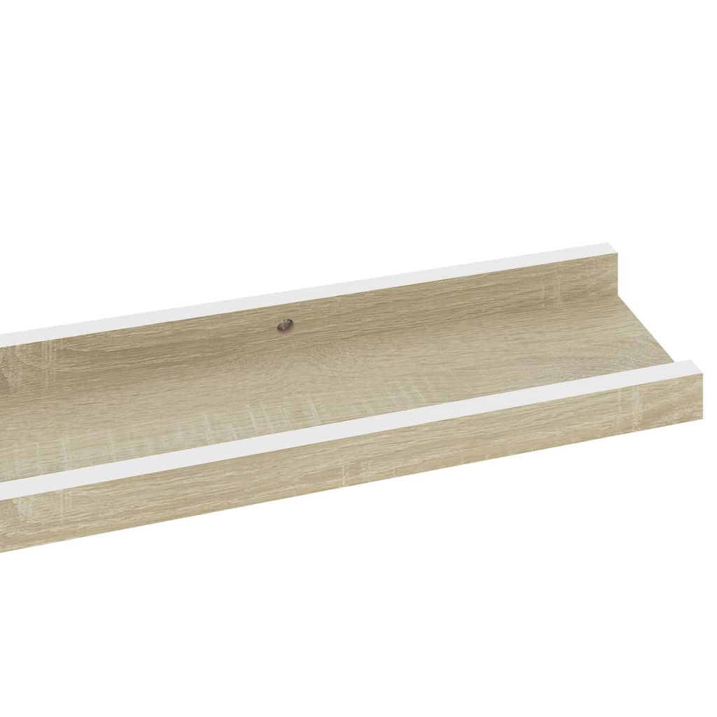 Seinähyllyt 4 kpl valkoinen ja Sonoma-tammi 80x9x3 cm - Sisustajankoti.fi