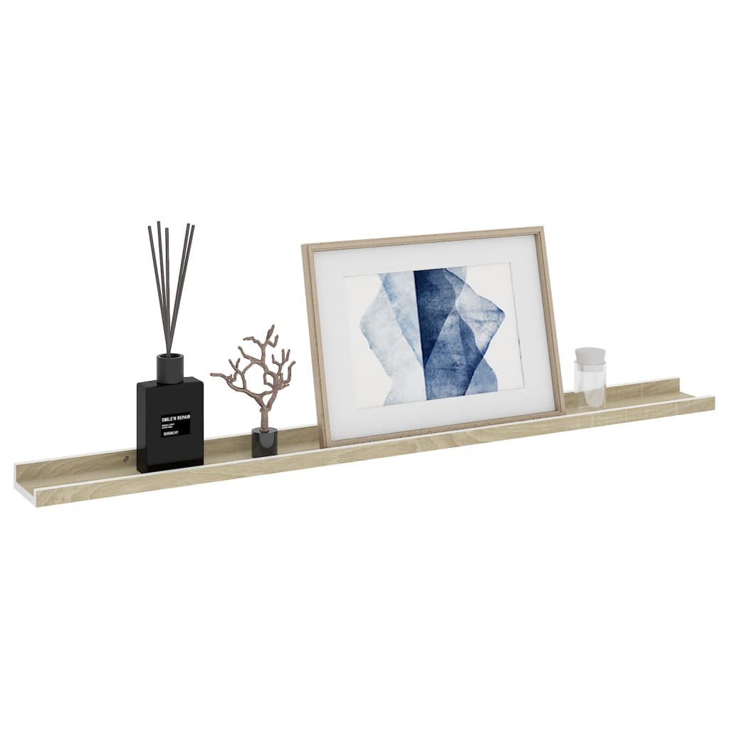 Seinähyllyt 4 kpl valkoinen ja Sonoma-tammi 100x9x3 cm - Sisustajankoti.fi
