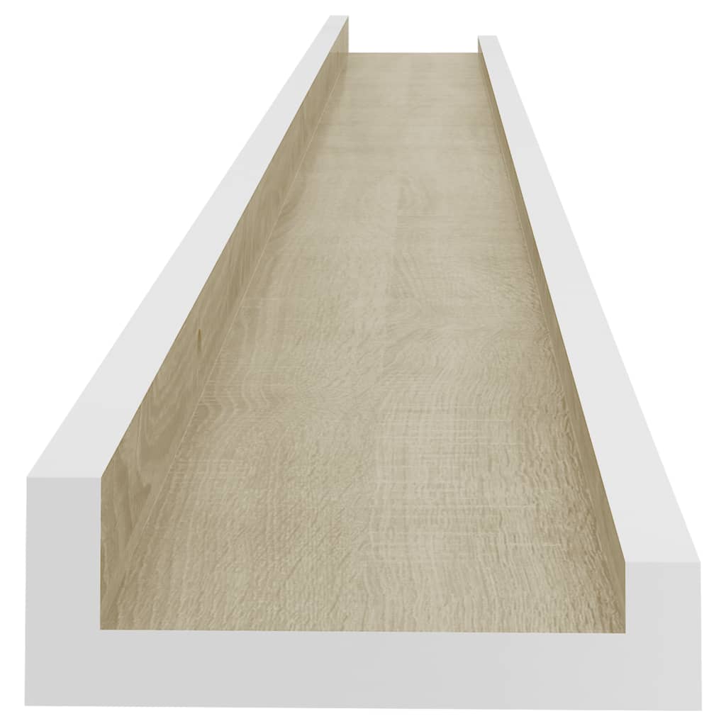 Seinähyllyt 4 kpl valkoinen ja Sonoma-tammi 100x9x3 cm - Sisustajankoti.fi