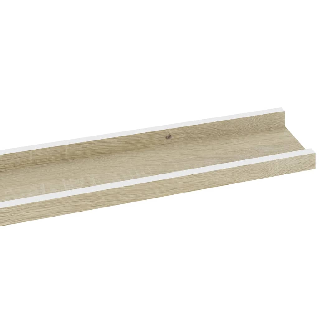 Seinähyllyt 4 kpl valkoinen ja Sonoma-tammi 115x9x3 cm - Sisustajankoti.fi