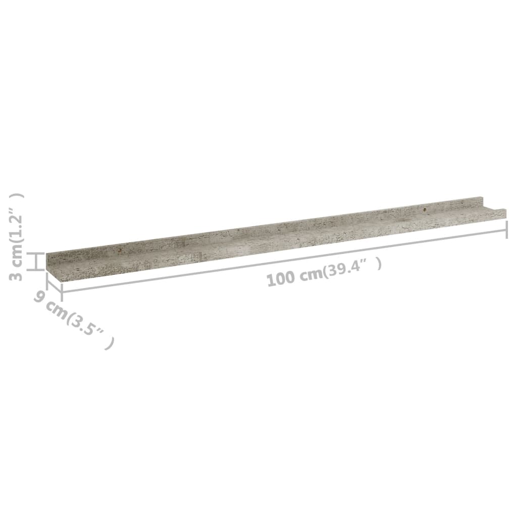 Seinähyllyt 4 kpl betoninharmaa100x9x3 cm - Sisustajankoti.fi