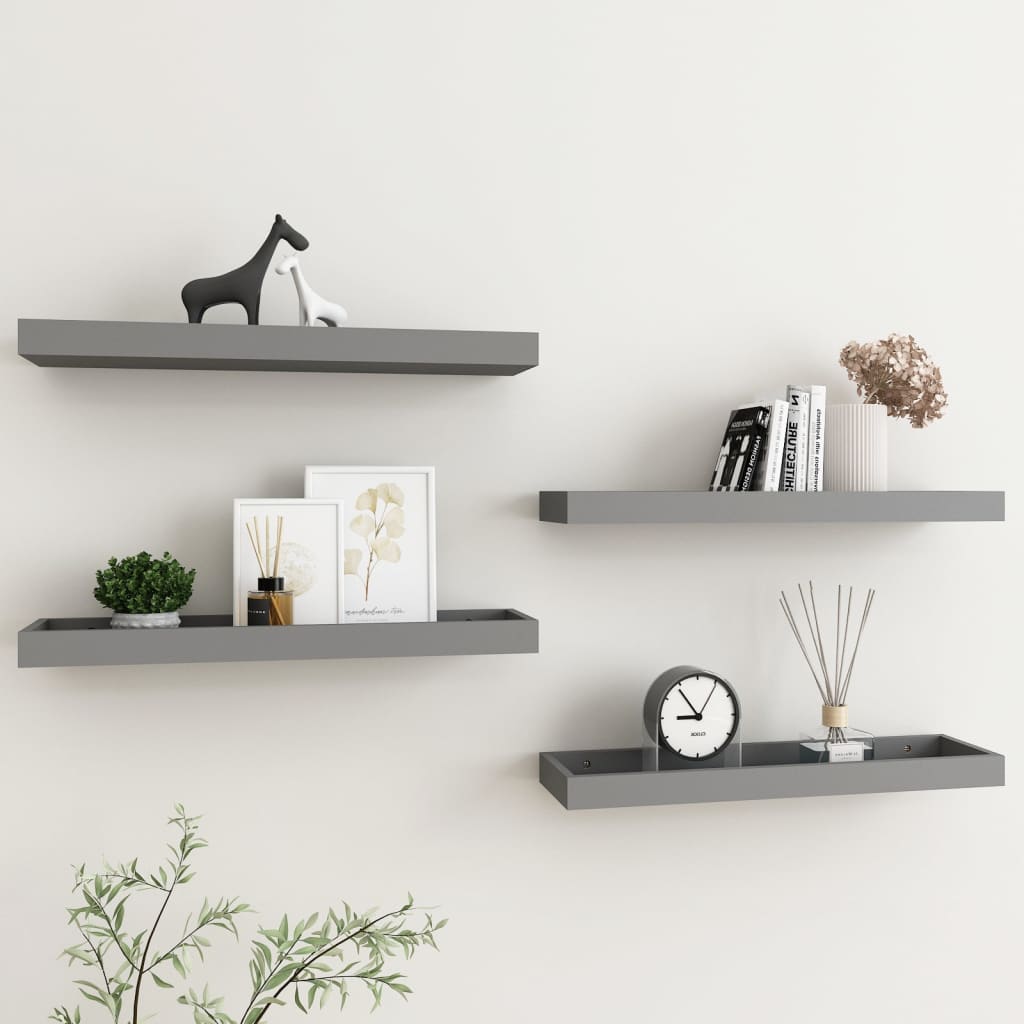 Loggia seinähyllyt 4 kpl harmaa 60x15x4 cm MDF - Sisustajankoti.fi