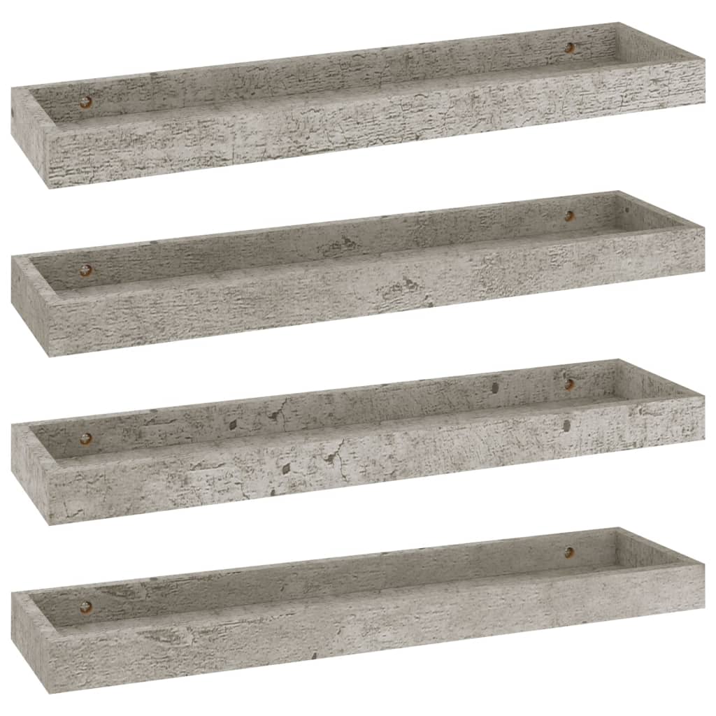 Loggia seinähyllyt 4 kpl betoninharmaa 60x15x4 cm MDF - Sisustajankoti.fi