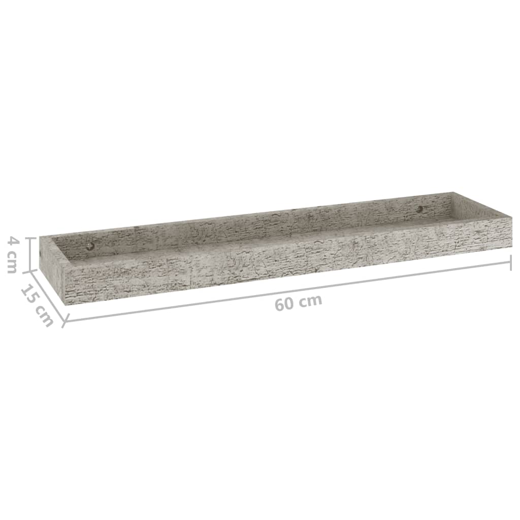 Loggia seinähyllyt 4 kpl betoninharmaa 60x15x4 cm MDF - Sisustajankoti.fi