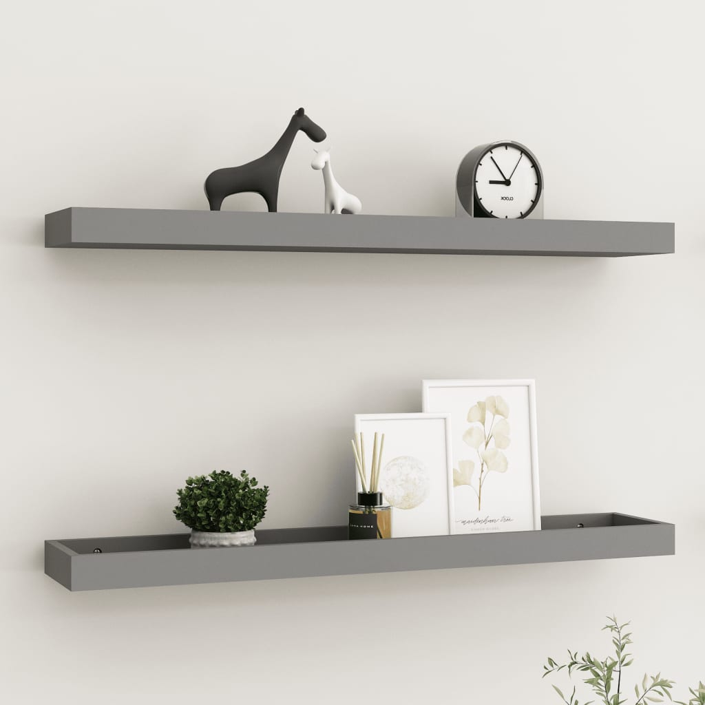 Loggia seinähyllyt 2 kpl harmaa 80x15x4 cm MDF - Sisustajankoti.fi