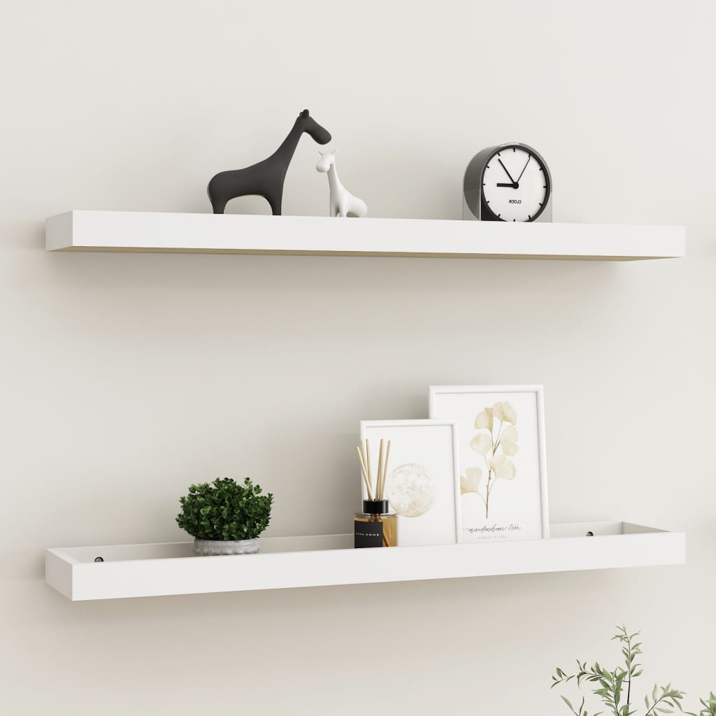 Loggia seinähyllyt 2 kpl tammi ja valkoinen 80x15x4 cm MDF - Sisustajankoti.fi