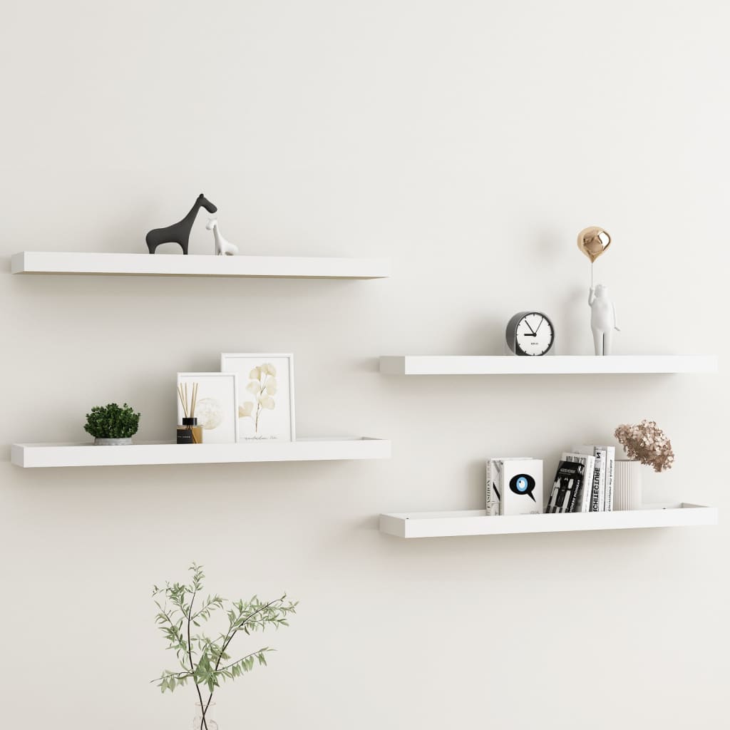 Loggia seinähyllyt 4 kpl tammi ja valkoinen 80x15x4 cm MDF - Sisustajankoti.fi