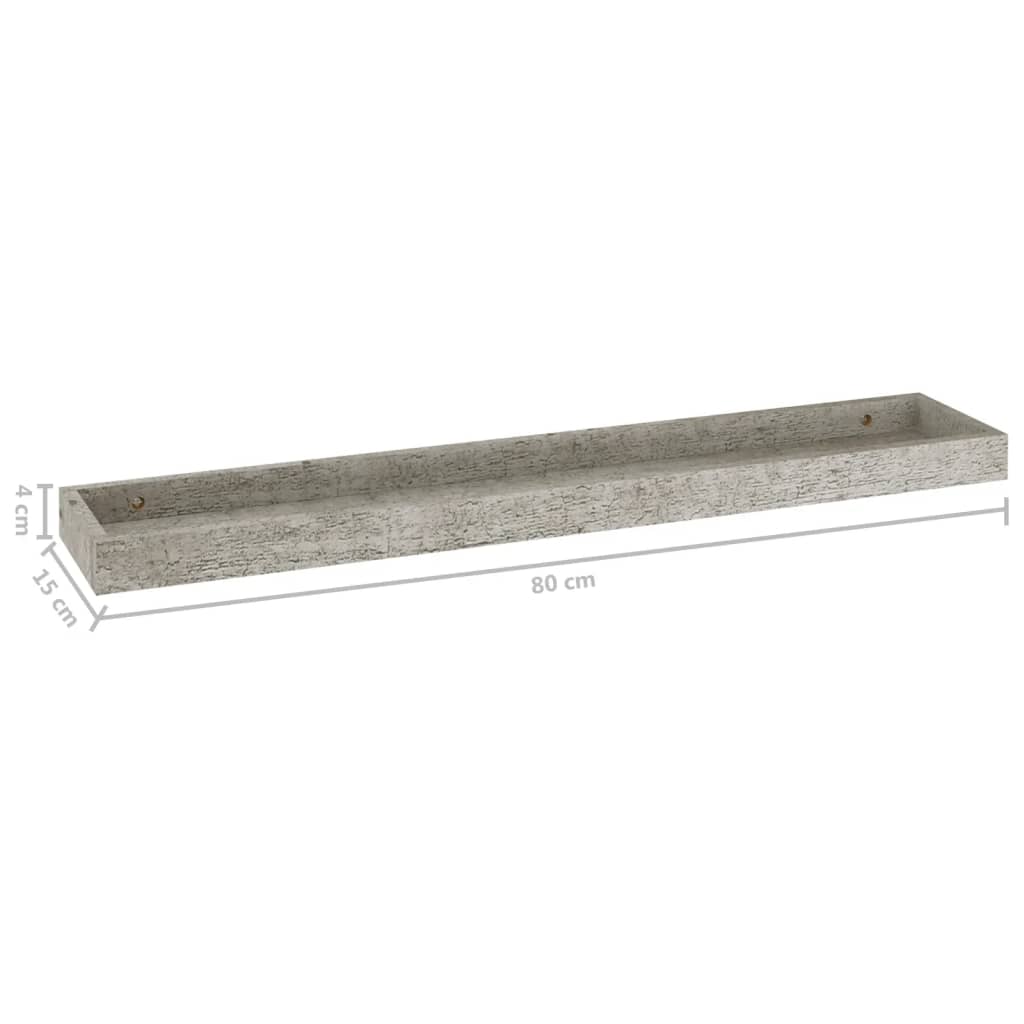 Loggia seinähyllyt 2 kpl betoninharmaa 80x15x4 cm MDF - Sisustajankoti.fi