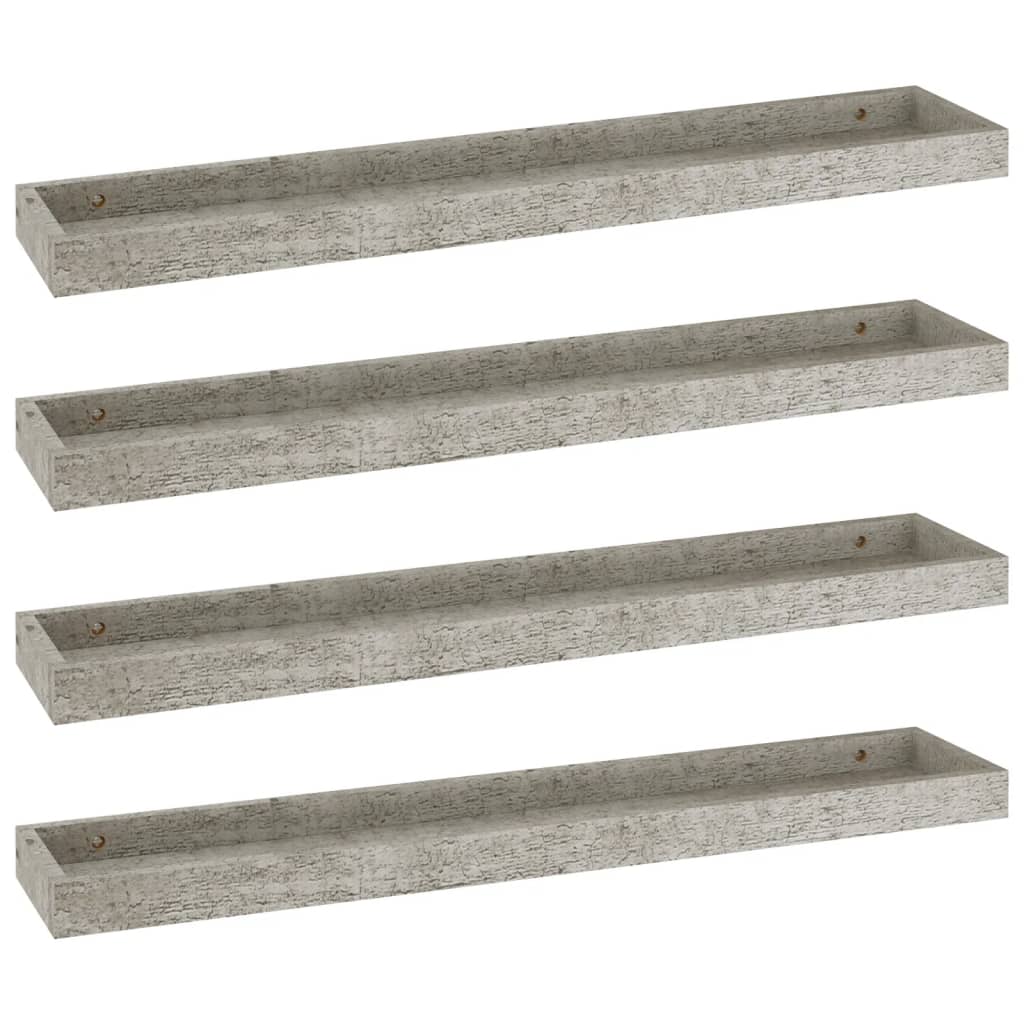 Loggia seinähyllyt 4 kpl betoninharmaa 80x15x4 cm MDF - Sisustajankoti.fi