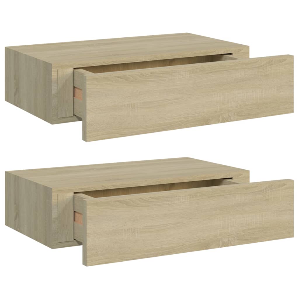 Seinälaatikkohyllyt 2 kpl tammi 40x23,5x10 cm MDF - Sisustajankoti.fi