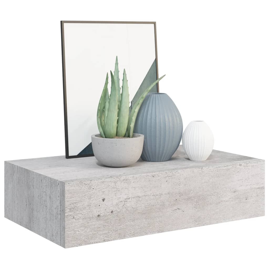 Seinälaatikkohylly betoninharmaa 40x23,5x10 cm MDF - Sisustajankoti.fi